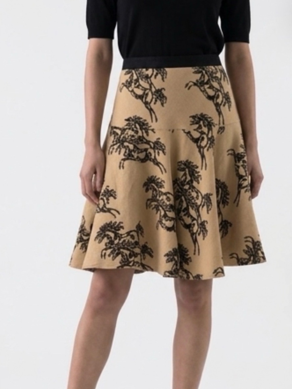 Odille Iconic Wild Horses Full Skirt Rustic Linen Country Cottage Cowgirl Boho 4